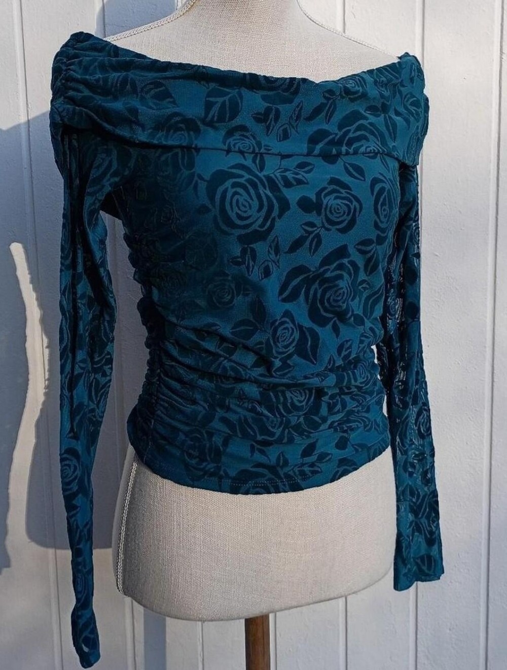 🌲 NWT Medium Off Shoulder Wild Fable Folklore Fairycore Rose Floral Long Sleeve